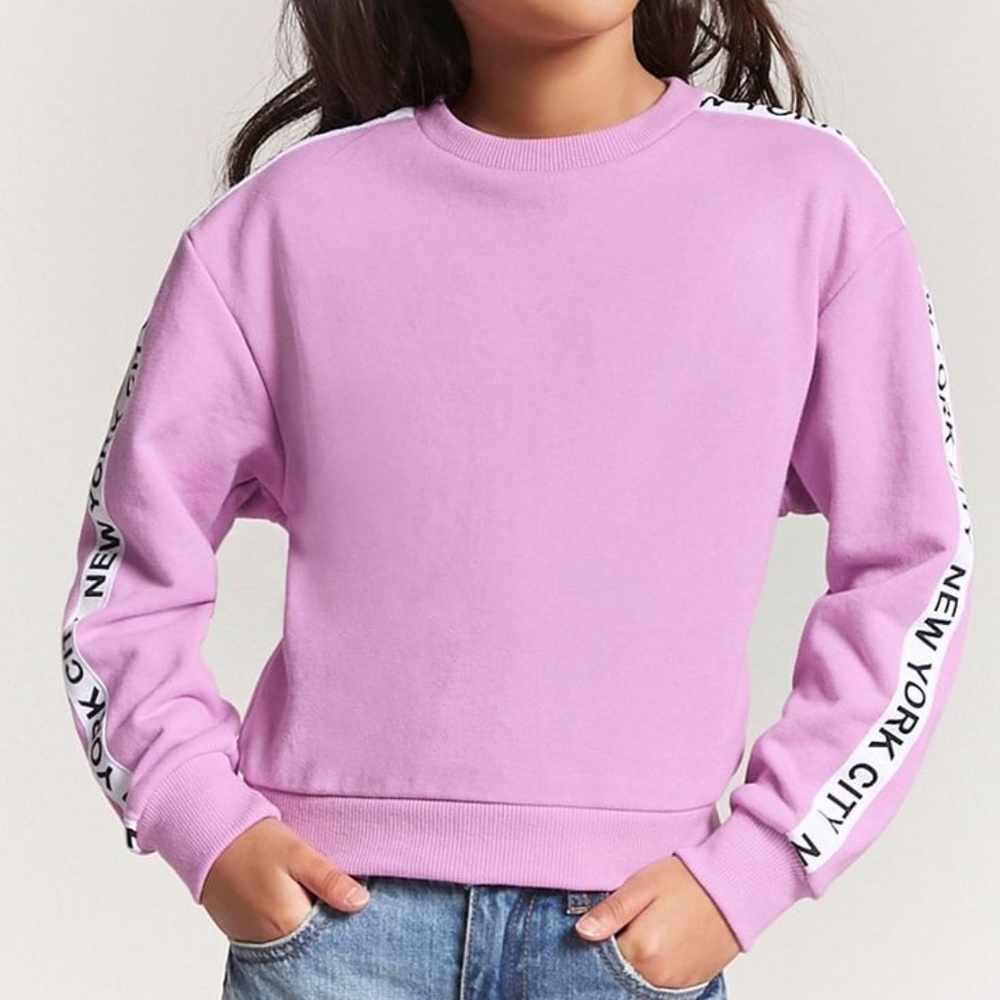 Forever 21 New York Crewneck Long Sleeves Purple Sweatshirt Top Girl's Size 14